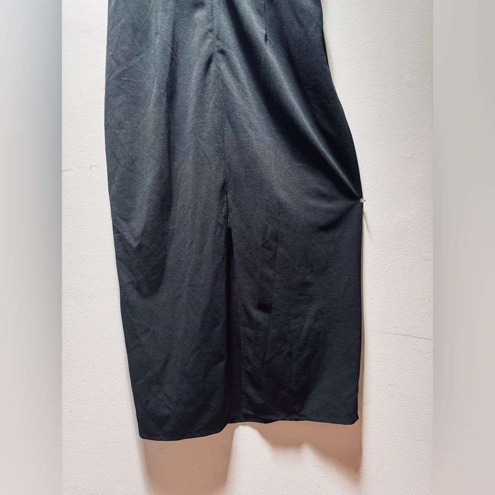 Rhinestone Split Back Fitted Dress - Black - image 8